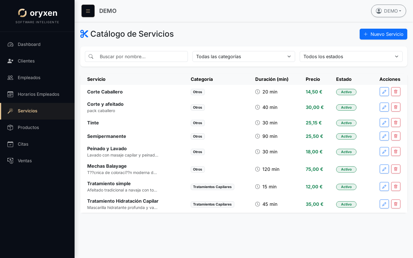 Lista servicios